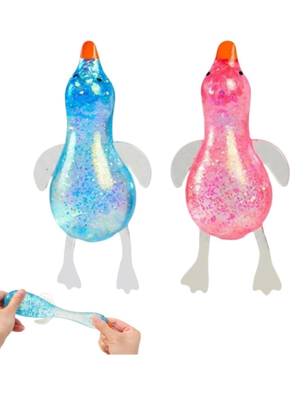 2 Glittery Slow Rebounding Duck Squishy Toys, FREE Mini Squishy w/ Purchase